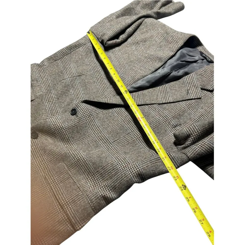 Jos. A. Bank Blazer Mens 44R Brown Gray Plaid Executive Sport Coat Camel Hair